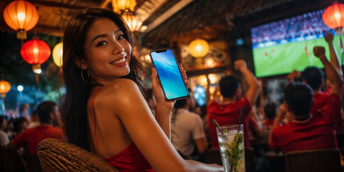 Người dùng Hà Nội truy cập ứng dụng casino xsdna dưới ánh đèn lồng đêm phố cổ